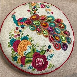 Rhinestone Peacock Decorative Pillow